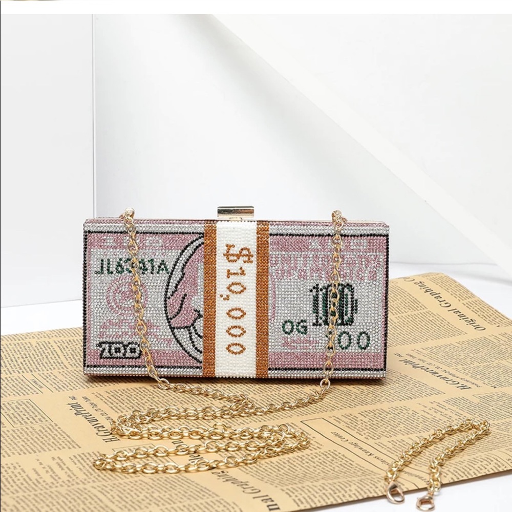 Money Rhinestone Clutch-Bag - Picture 8 of 10